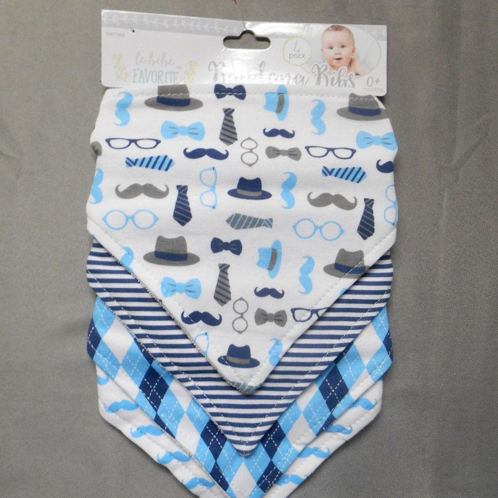 New le bebe pack of 4 bandana bibs 0 + months